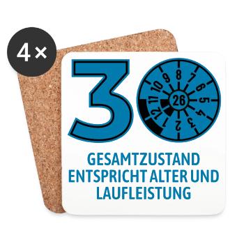 HU August 2026 - 30 Jahre - Geburtstag Geschenk - Untersetzer (4er-Set) - Weiß - Vorne