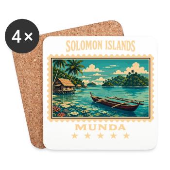 Solomon Islands Munda Vintage Travel Brand - Coasters (set of 4) - white - Front