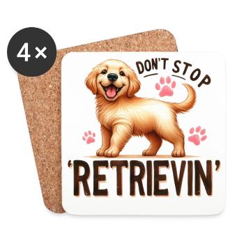 Golden Retriever ne s’arrête pas de récupérer des produits dérivés de design - Dessous de verre (lot de 4) - blanc - Devant