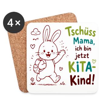 Kita Abschied Bunny Tschüss Mama - Untersetzer (4er-Set) - Weiß - Vorne