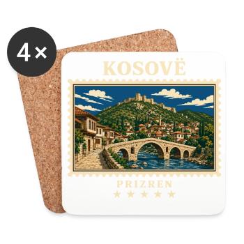 Kosovo Prizren Vintage Reisemarke - Untersetzer (4er-Set) - Weiß - Vorne