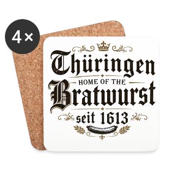 Thüringen Bratwurst Heritage 1613 - Untersetzer (4er-Set) - Weiß - Vorne