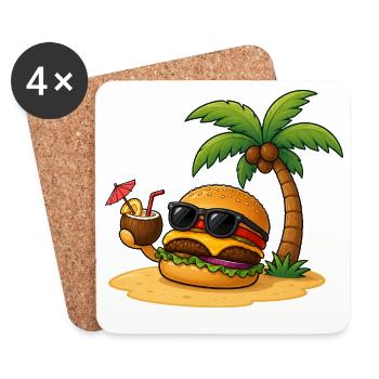 Eating Burgers Fast Food Paradise Summer - Coasters (set of 4) - white - Front