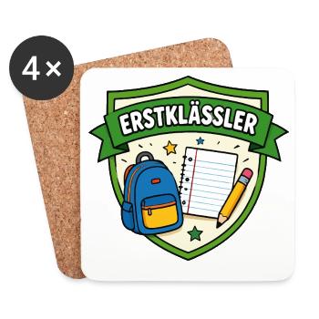 Erstklässler Schulstart Shield - Untersetzer (4er-Set) - Weiß - Vorne
