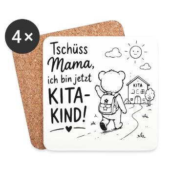 Tschüss Mama Kita Kind Abschied - Untersetzer (4er-Set) - Weiß - Vorne