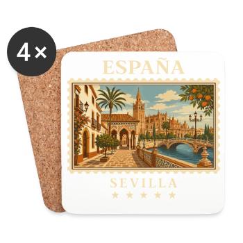 Spanien Sevilla Vintage Reisemarke - Untersetzer (4er-Set) - Weiß - Vorne