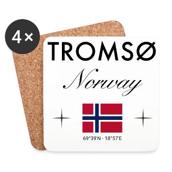 Tromsø Norwegen Koordinaten Reise Souvenir - Untersetzer (4er-Set) - Weiß - Vorne