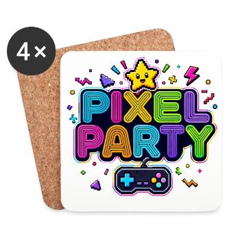 Retro Pixel Party 80er Jahre - Untersetzer (4er-Set) - Weiß - Vorne