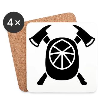 Euro Feuerwehrhelm Silhouette - Untersetzer (4er-Set) - Weiß - Vorne