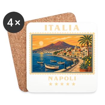 Italien Neapel Vintage Reisemarke - Untersetzer (4er-Set) - Weiß - Vorne