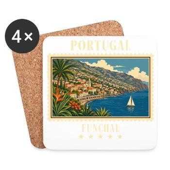 Portugal Funchal Vintage Reisemarke - Untersetzer (4er-Set) - Weiß - Vorne