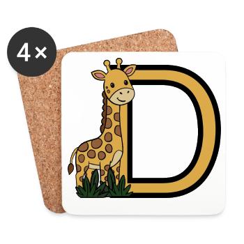 Giraffe mit Buchstaben D - Untersetzer (4er-Set) - Weiß - Vorne