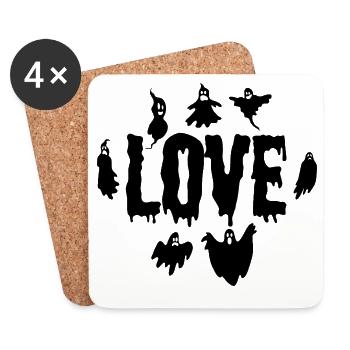 Halloween LOVE Halloween Pumpkin Ghost - Untersetzer (4er-Set) - Weiß - Vorne