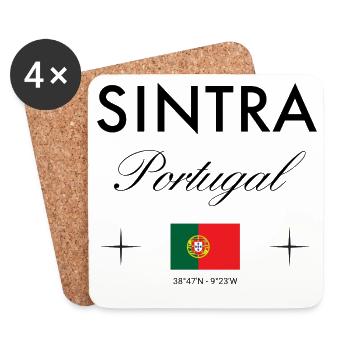 Sintra Portugal Koordinaten Reise Souvenir - Untersetzer (4er-Set) - Weiß - Vorne