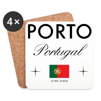 Porto Portugal Koordinaten Reise Souvenir - Untersetzer (4er-Set) - Weiß - Vorne