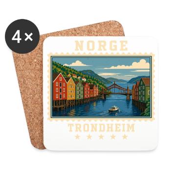 Norwegen Trondheim Vintage Reisemarke - Untersetzer (4er-Set) - Weiß - Vorne