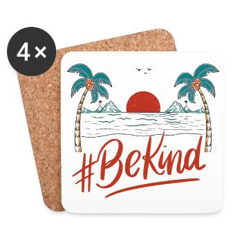 BeKind Sunset Palm Tee - Untersetzer (4er-Set) - Weiß - Vorne