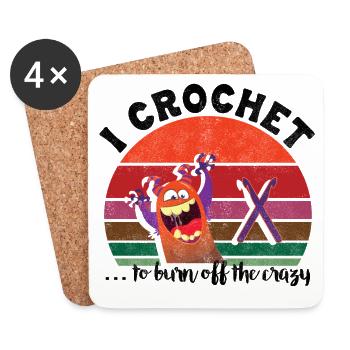 I crochet to burn off the crazy - Untersetzer (4er-Set) - Weiß - Vorne
