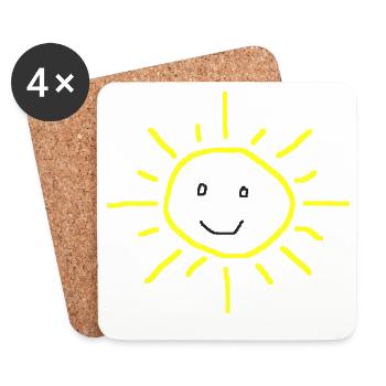 Schnitt lächelnde Sonne – Doodle - Untersetzer (4er-Set) - Weiß - Vorne