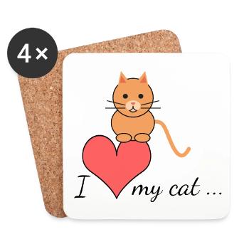 I love my cat... - Coasters (set of 4) - white - Front