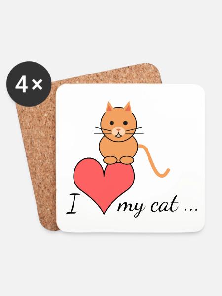 I love my cat... - Untersetzer (4er-Set) - Weiß