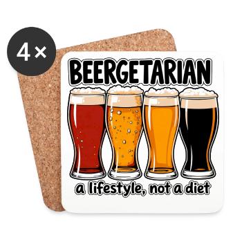 Beergetarier - Lustiges Bier T-Shirt - Untersetzer (4er-Set) - Weiß - Vorne