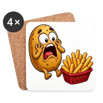 Kartoffelzubereitung Pommes Frites Lustige Pommes  - Untersetzer (4er-Set) - Weiß - Vorne