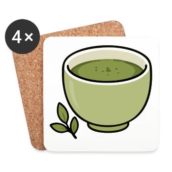 Minimalistische Matcha-Teetassen-Illustration - Untersetzer (4er-Set) - Weiß - Vorne