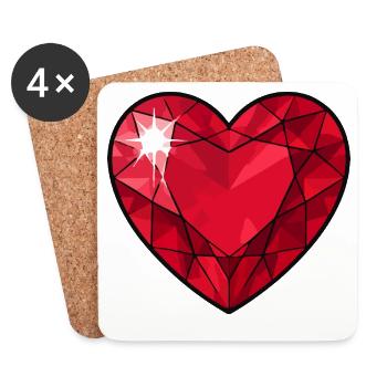 Ruby Crystal Heart - Coasters (set of 4) - white - Front