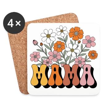 Mama Retro Blumen Groovy - Untersetzer (4er-Set) - Weiß - Vorne