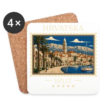 Kroatien Split Vintage Reisemarke - Untersetzer (4er-Set) - Weiß - Vorne