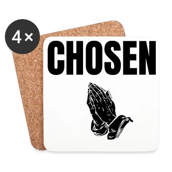 CHOSEN Praying Hands Streetwear Faith Design - Coasters (set of 4) - white - Front