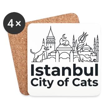 Ville des Chats d’Istanbul - Dessous de verre (lot de 4) - blanc - Devant