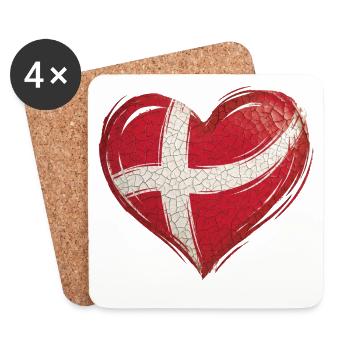 Denmark Heart Flag - Coasters (set of 4) - white - Front