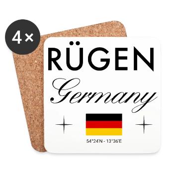 Rügen Deutschland Koordinaten Reise Souvenir - Untersetzer (4er-Set) - Weiß - Vorne