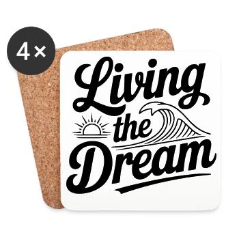 Living The Dream - Coasters (set of 4) - white - Front