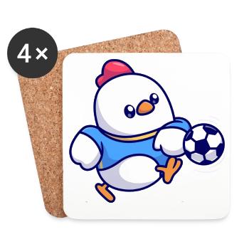 Chick Soccer Kick - Coasters (set of 4) - white - Front
