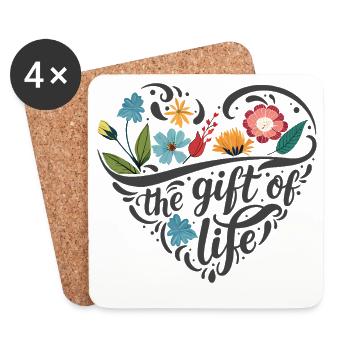 Flower Heart - Coasters (set of 4) - white - Front