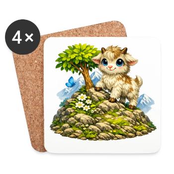 Cuddly goat on the mountain - Coasters (set of 4) - white - Front