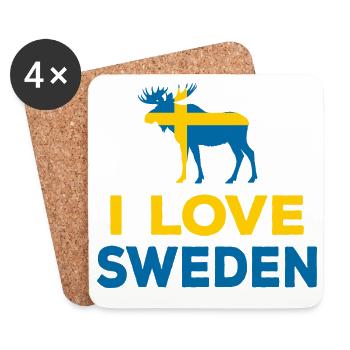 I Love Sweden Elch Schweden Fan Schwedische Kultur - Untersetzer (4er-Set) - Weiß - Vorne