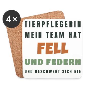 Tierpflegerin Mein Team hat Fell und Federn - Untersetzer (4er-Set) - Weiß - Vorne