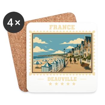 Frankreich Vintage Reisemarke - Untersetzer (4er-Set) - Weiß - Vorne