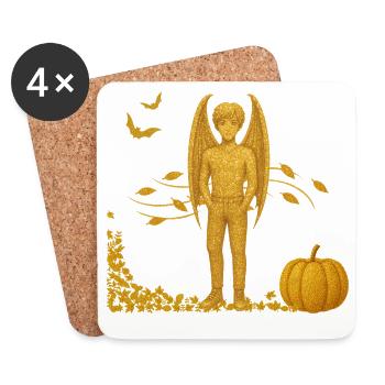 Fall Edition: Vampire Demon with Bats - Coasters (set of 4) - white - Front