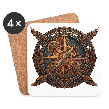 Steampunk compass with wings - Coasters (set of 4) - white - Front