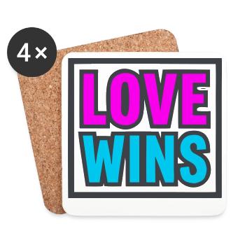 Love Wins Schriftzug Logo - Untersetzer (4er-Set) - Weiß - Vorne