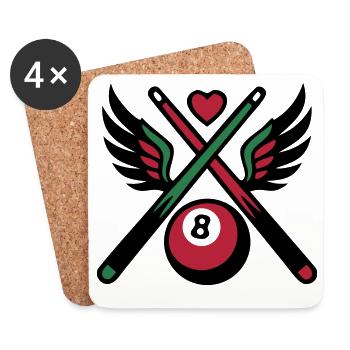 Billard Queue Acht Logo - Untersetzer (4er-Set) - Weiß - Vorne