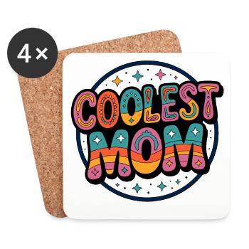 Coolest Mom Retro Badge - Untersetzer (4er-Set) - Weiß - Vorne