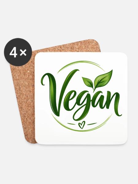Vegan - Veganer - fleischfrei - fleischlos - Untersetzer (4er-Set) - Weiß