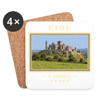 Irland Cashel Vintage Reisemarke - Untersetzer (4er-Set) - Weiß - Vorne