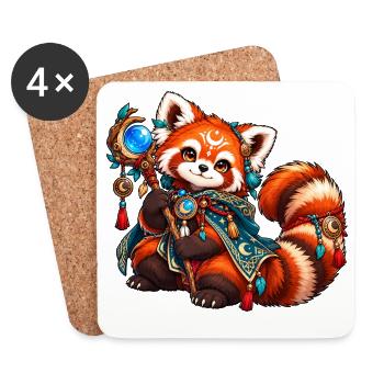 Kawaii Mystischer Roter Panda - Untersetzer (4er-Set) - Weiß - Vorne